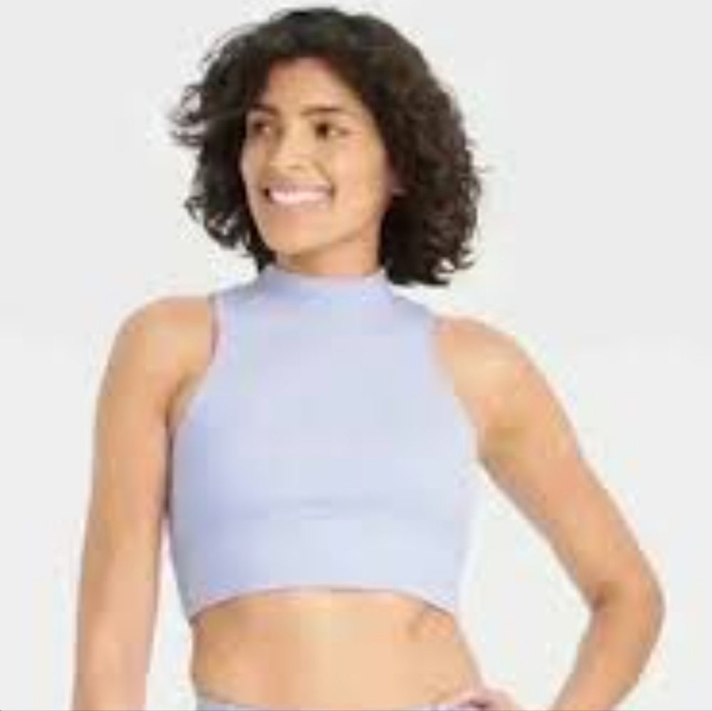 Women's Comforting Purple High-Neck Light Support Sports Bra Small All In Motion